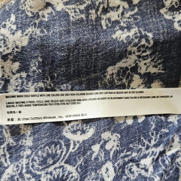 Free People Work Of Art Maxi Slip Dress V Neck Hi Lo Hem Floral Blue Cream M NWT - Picture 11 of 16